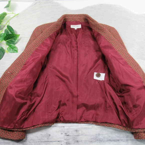 GIORGIO ARMANI Vintage Wool Chevron Single Button Blazer Women’s 44 US Size 10 - Picture 7 of 12